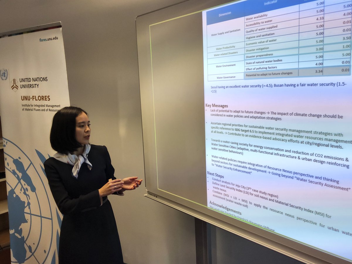 Daniel_Karthe's tweet image. Poster session at the @UNU_FLORES and @tudresden_de Doctoral Symposium: Juliane Dziumla, Halim Lee and Franziska Stölzel speak on applications of the #NexusApproach in transforming #Lusatia, attaining water security in #SouthKorea and advancing #VerticalFarming.