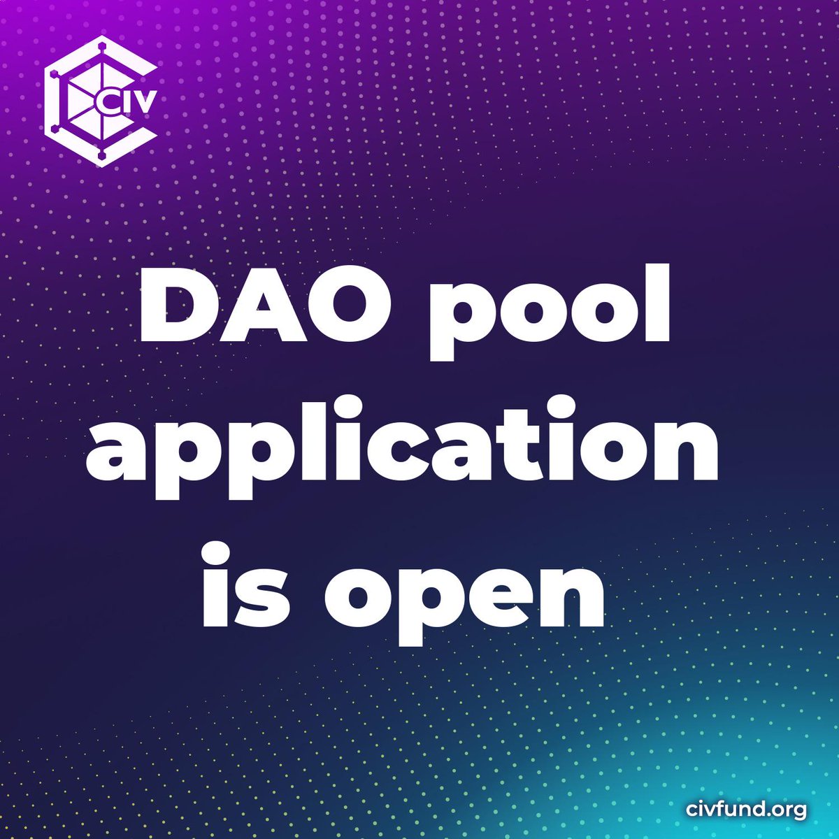 Time is now, DAO pool application is OPEN 🏁
Which pool would you like to see added to #CivFarm?

To candidate a project simply comment on this post mentioning your favorite token (only erc20). 1 post per account max✅⬇️

End: Dec 10th at 11:59 pm (UTC)⏰. 
$CIV #Crypto  #0ne