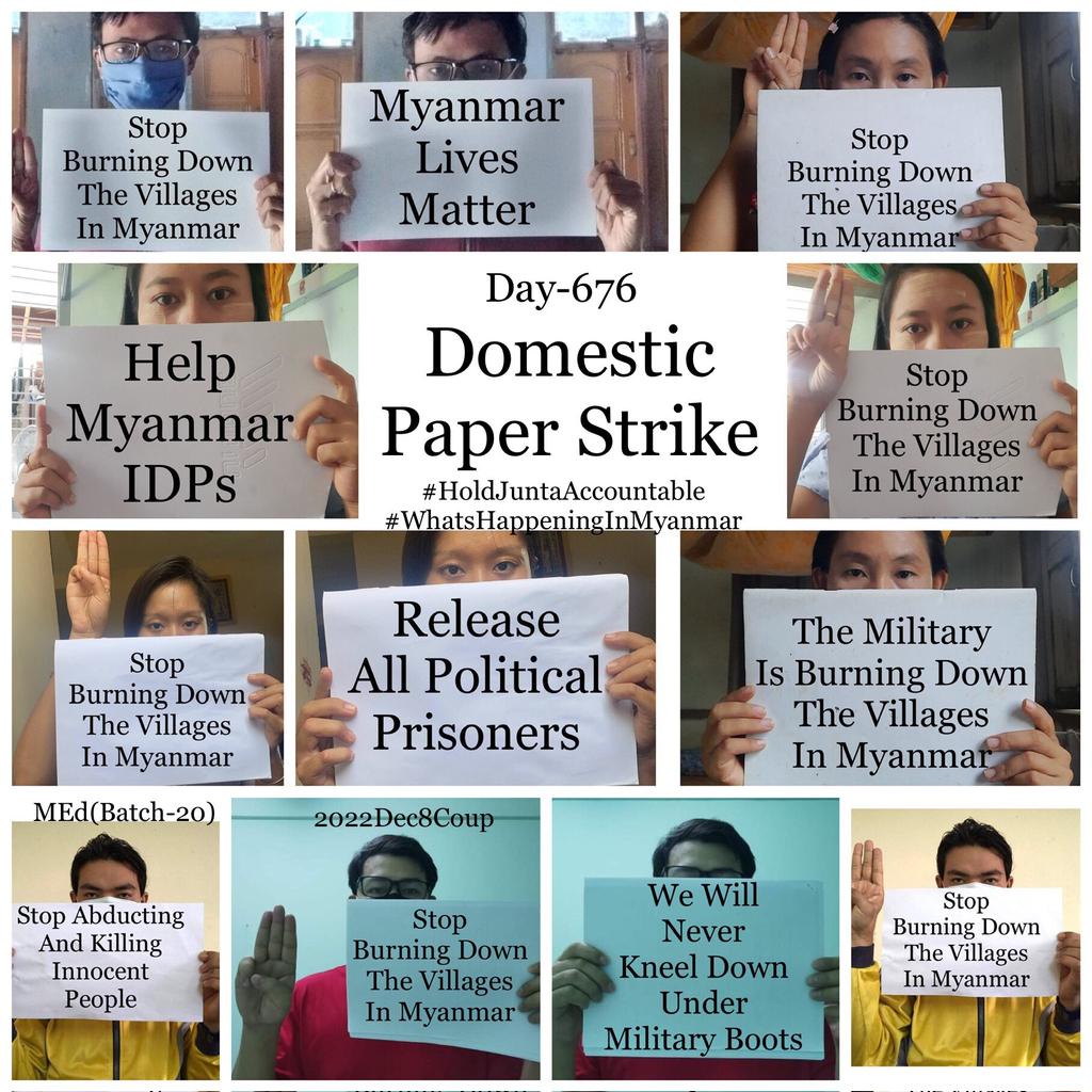ActivistLittle's tweet photo. Daily anti-coup revolutionary domestic strike by pro-democracy CDMer teachers from Sagaing University of Education.

#2022Dec8Coup
#HoldJuntaAccountable
#WhatsHappeningInMyanmar https://t.co/89RQz2lmaq