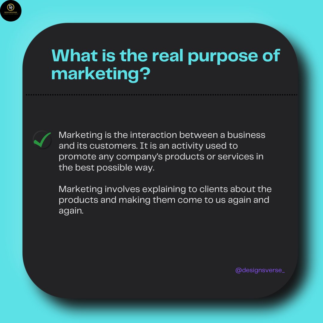 DesignsVerse_in's tweet photo. Here is our new post on " What is the real purpose of Marketing?

link: https://t.co/wITTXsgSQx 

#DesignsVerse #Marketing #SocialMedia #GraphicDesigning https://t.co/lpbwYTQUwR