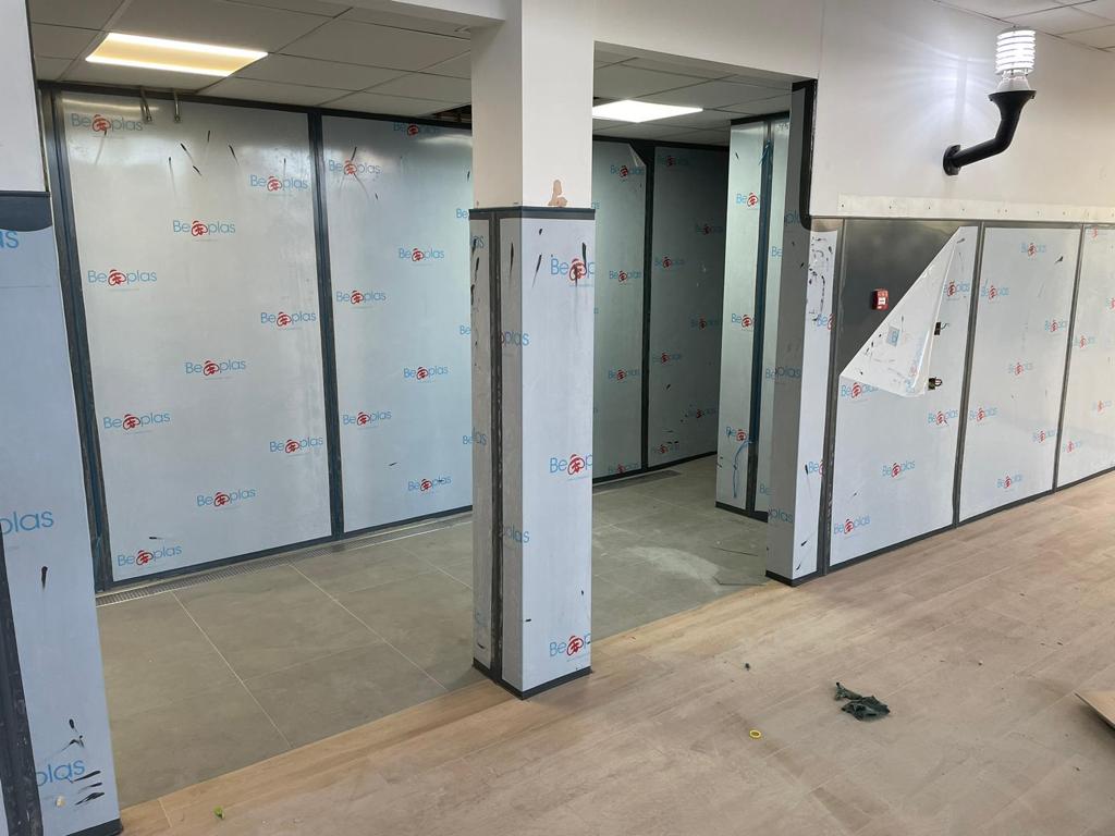 We've just finished installing grey PVC sheets in a large hotel pool refurbishment. 200 m2 of mid grey Beplas sheets were installed around the perimeter of the pool area, ensuring the space remains hygienic. 
We think the end result will look great!