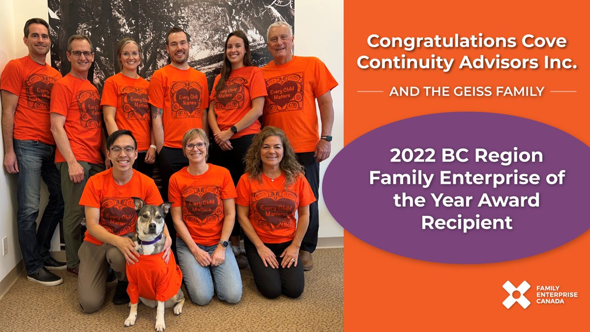 We are pleased to announce <a href="/CoveAdvisors/">Cove Advisors</a> as the Recipient of the 2022 BC Region Family Enterprise of the Year Award. Congratulations to the Geiss family! Read their story: bit.ly/3iyBibV
~
#InsuranceAdvisor #Sustainabilty #FamilyEnterprise #FEYA #FamBiz #FamilyBusiness