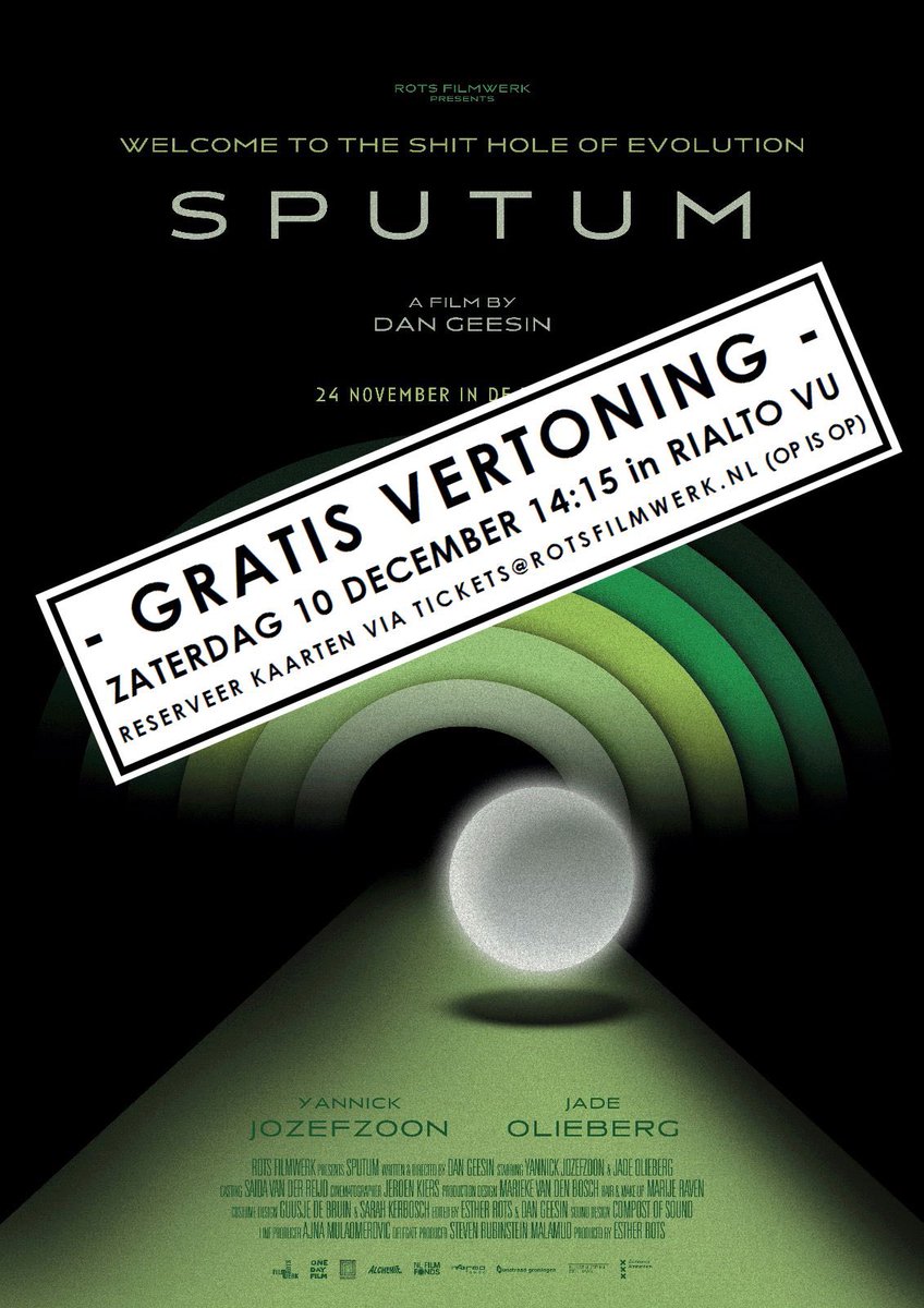 DanGeesin's tweet photo. Gratis Screening Sputum @RialtoFilm @Filmfonds @OCCII_Amsterdam @ShortcutzAMS @CBKamsterdam @AmsterdamZuidas https://t.co/7UkqxxoNEd