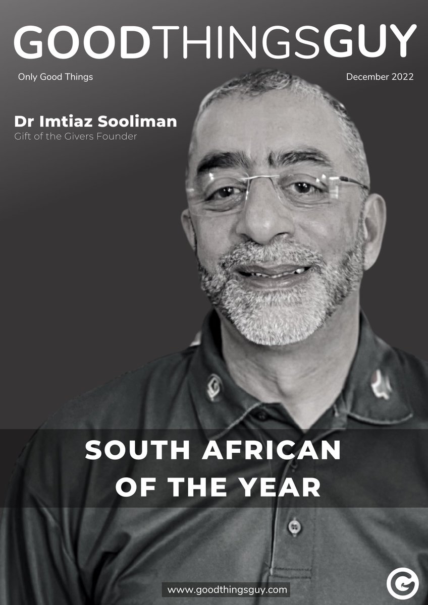 BrentLindeque's tweet photo. The @GoodThingsGuy "South African of the Year". 

"This country doesn't belong to the government. It belongs to you and me." - Dr - Imtiaz Sooliman, Gift of the Givers founder.

❤️🇿🇦 https://t.co/ef2sDO7vFM