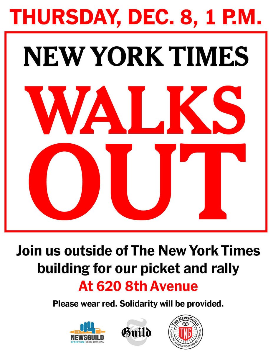 Join @NYTimesGuild, @nyguild and @CWAUnion at the picket and rally at 620 8th Ave. at 1 p.m.!