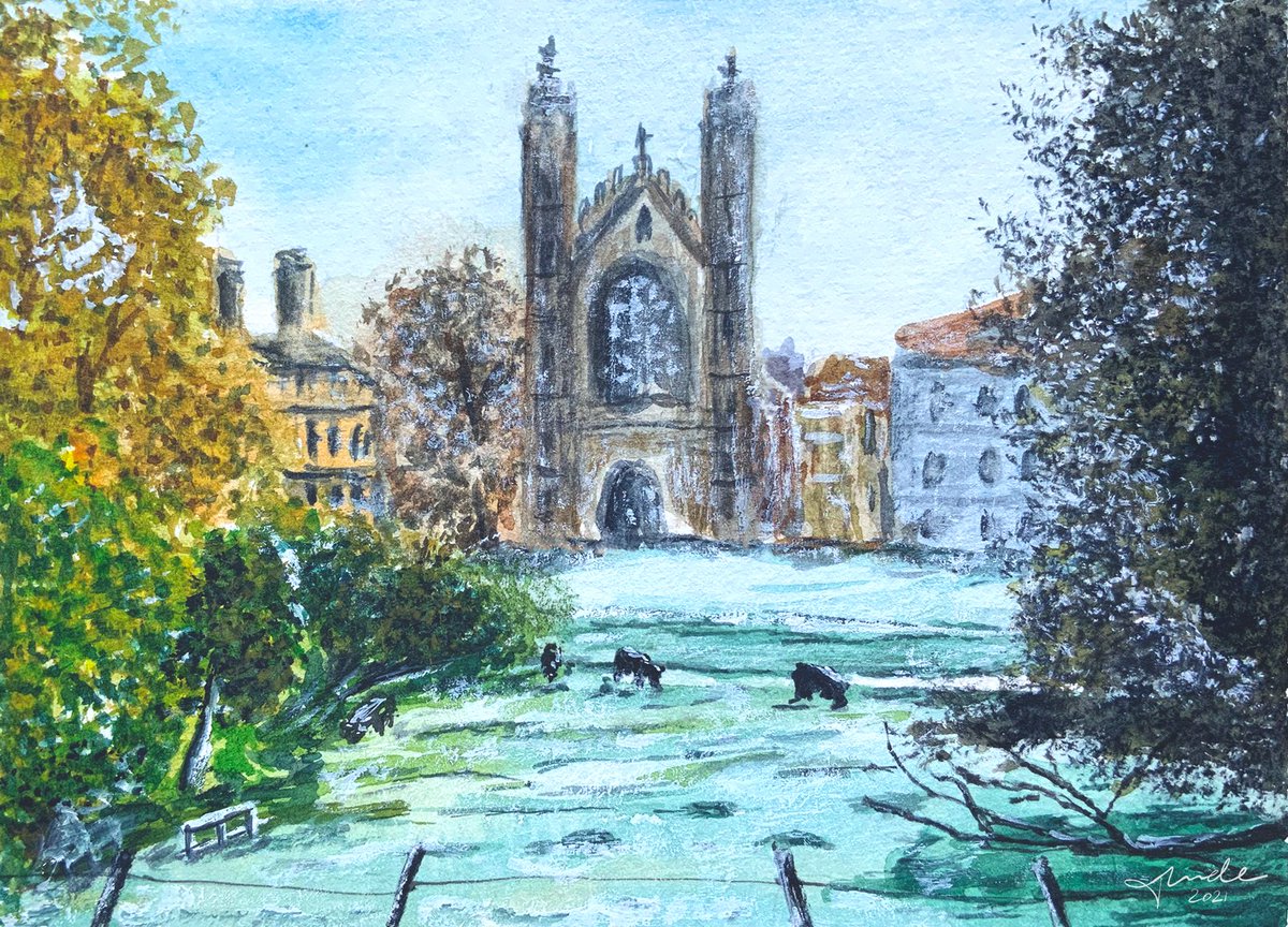 tunde_art's tweet photo. Today's weather reminds me of a painting I painted a year ago. The Backs in Cambridge, UK. ❄️
#cambridge #cambridgeuk #watercolour #painting #tundeart #winter #frost #tundeart #thebacks #grazing #cows https://t.co/QRA8fWOZSz