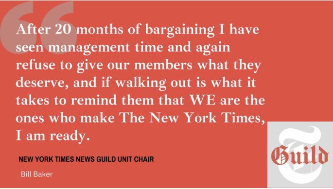 This contract is more than an investment in us. This is an investment in the future of the <a href="/nytimes/">The New York Times</a>. This is an investment in the public that we all serve. Here’s why our members are walking out today: