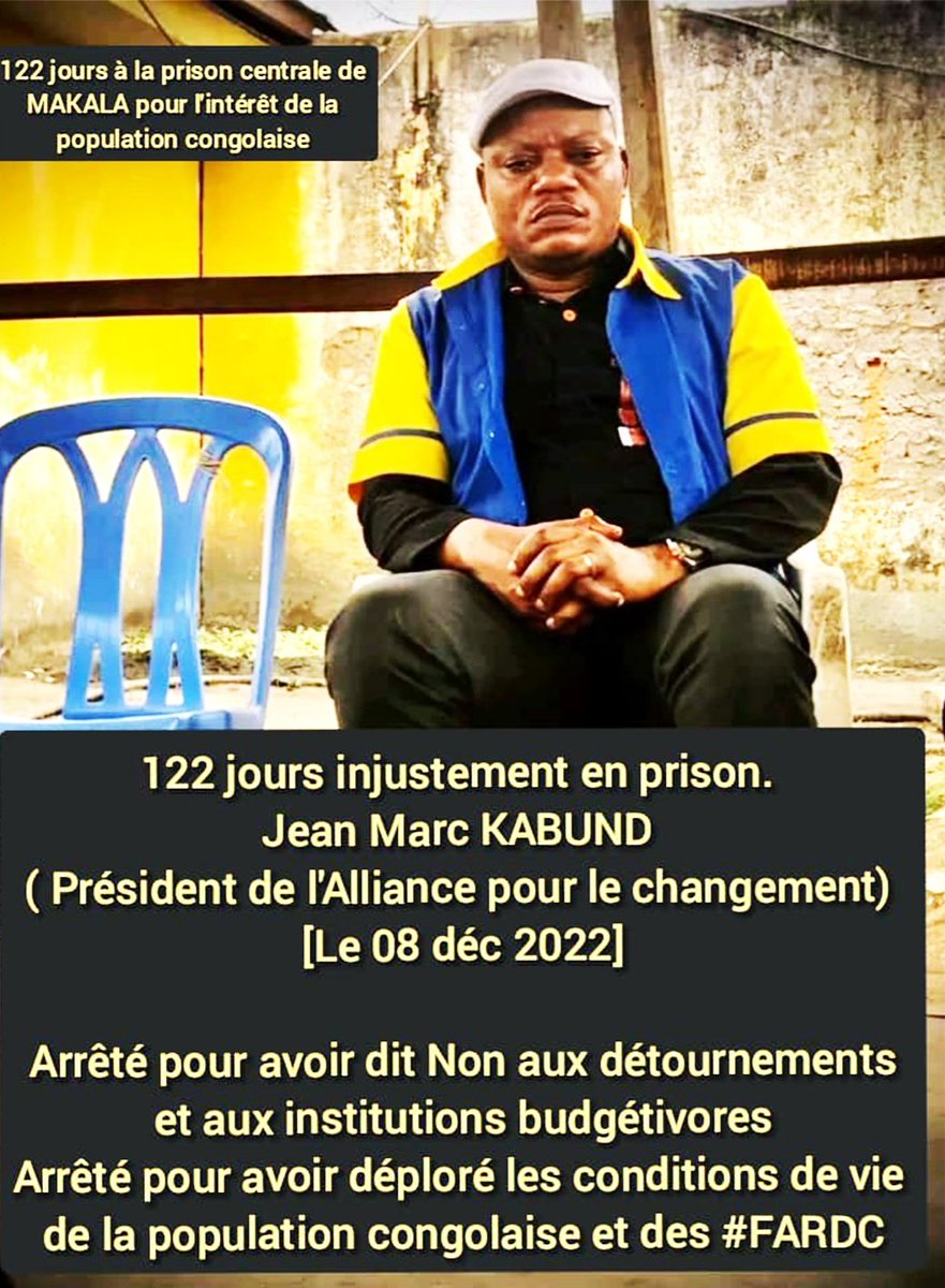 pour_changement's tweet photo. La justice injuste persiste dans sa forfaiture. Jean-Marc Kabund, 122 jours dans la geôle. https://t.co/hIp2w2iie2