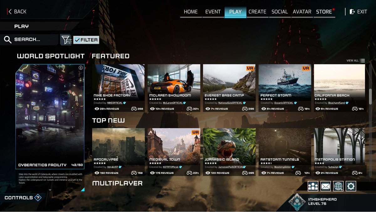 What is in the works for us: 

A virtual worlds platform unlike any other, competitive in features with the best metaverse platforms (web2.0 and web3.0) the world has to offer. 

Play, create, and experience myriad vivid worlds with friends, with World Overlay.