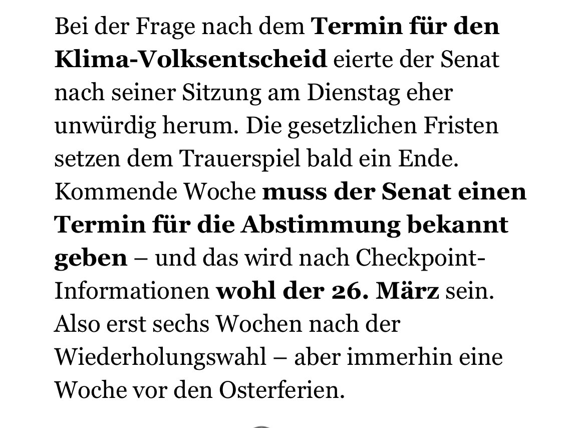 Wer argumentiert, dass <a href="/klimaneustart/">Klimaneustart</a> am 12.02. zeitlich nicht machbar ist, kann nicht den neuen Termin sechs Wochen später ansetzen. 
Eure leere Argumentation entlarvt sich selbst. Wir fordern: Schluss mit den schlechten Ausreden! 

Die Berlin-Wahl muss Klimawahl werden!