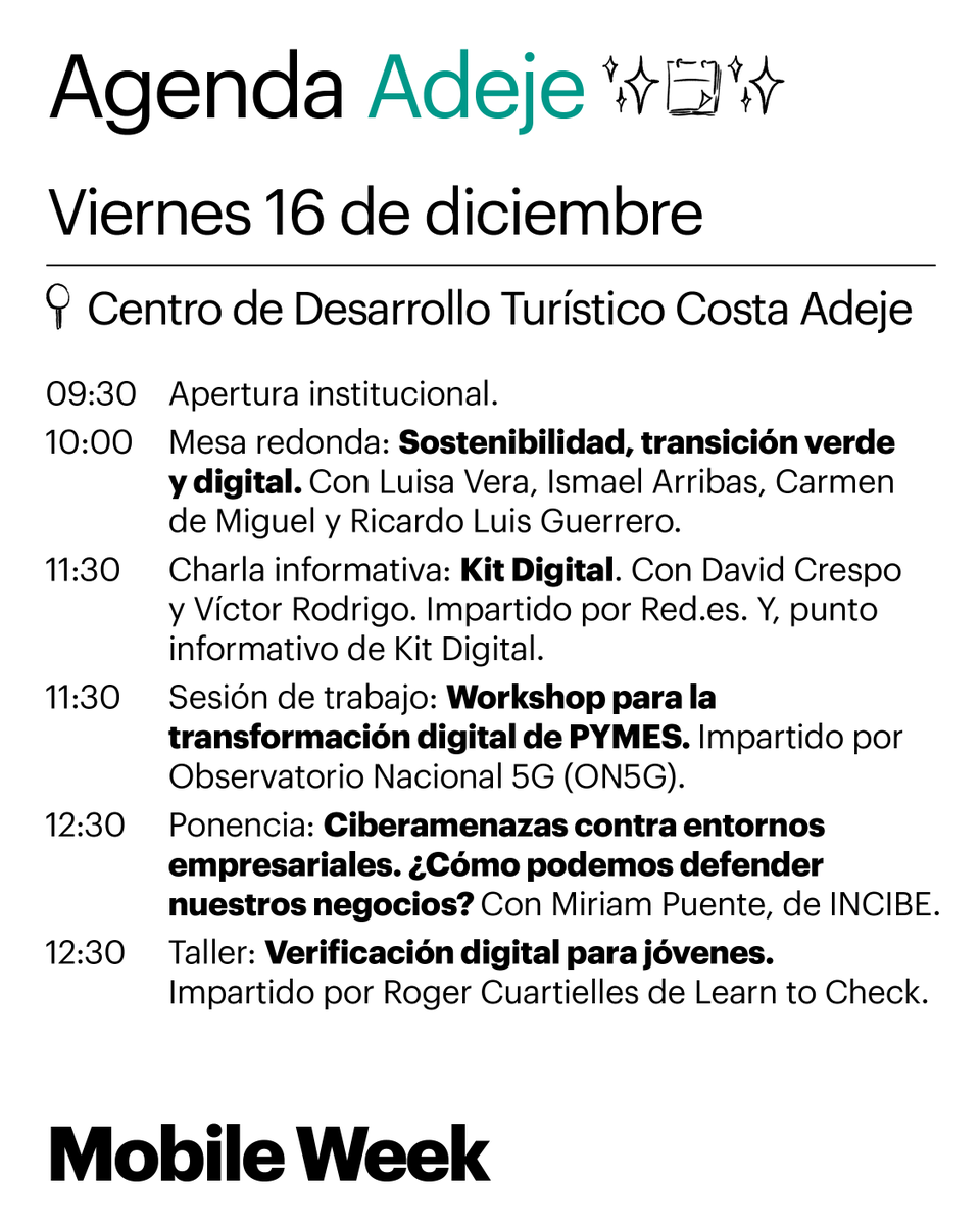 mWeek_MWC's tweet image. Aterrizamos en #Adeje, la última localidad donde tendrá lugar #mWeekCanarias22 🛬 🥳

Empezaremos la jornada con una mesa redonda donde hablaremos sobre #Sostenibilidad, #TransiciónVerde y digital 💻♻️ ¿Te apuntas?

📅 Más información y registro 👉mweek.com/canarias-2022/…