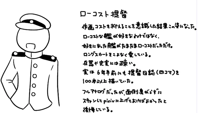 #自分の代理キャラを貼れ見た人もやる おなじみローコスト提督 看板娘もいるけどたぶん提督日誌には出ない