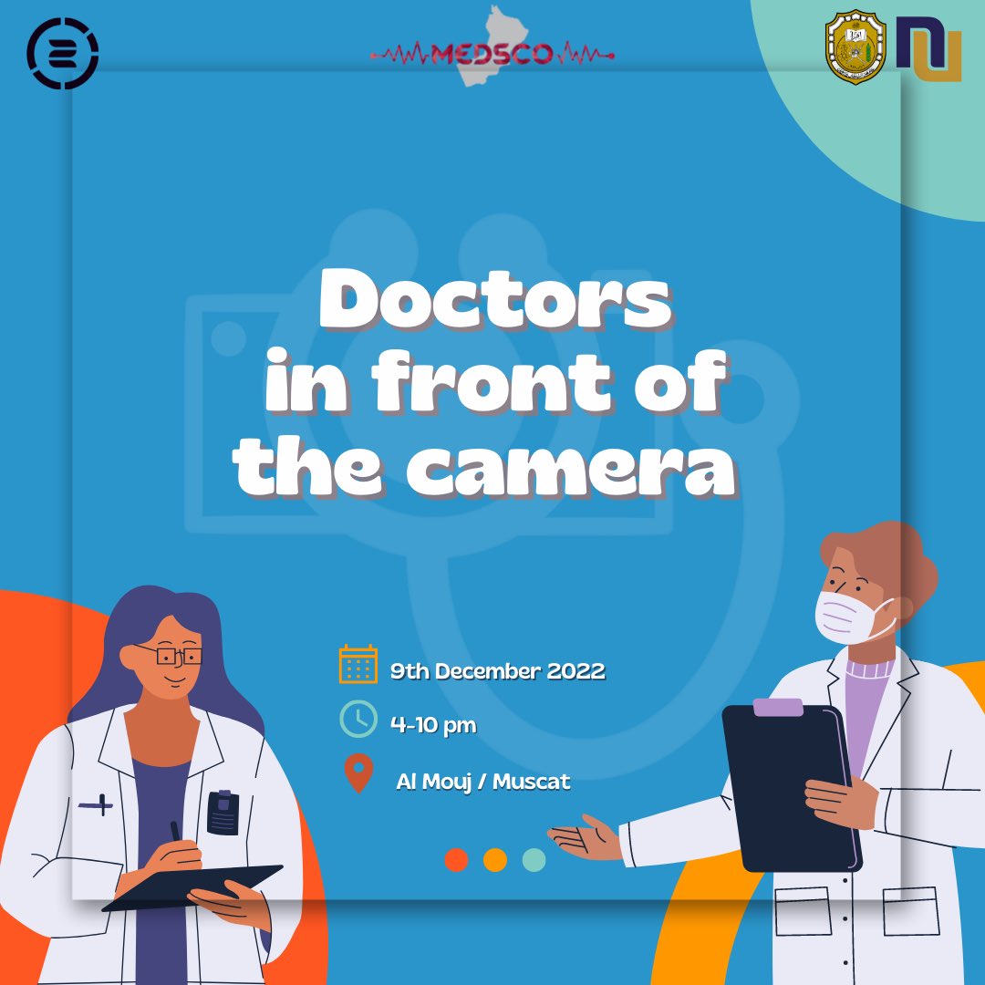 MedSCO_Oman's tweet photo. SCOME is here to enlighten your excitement with Doctors Infront of the Camera 😍
Stay tuned and join us tomorrow! 🔥
#medsco https://t.co/AihpWMsRoC