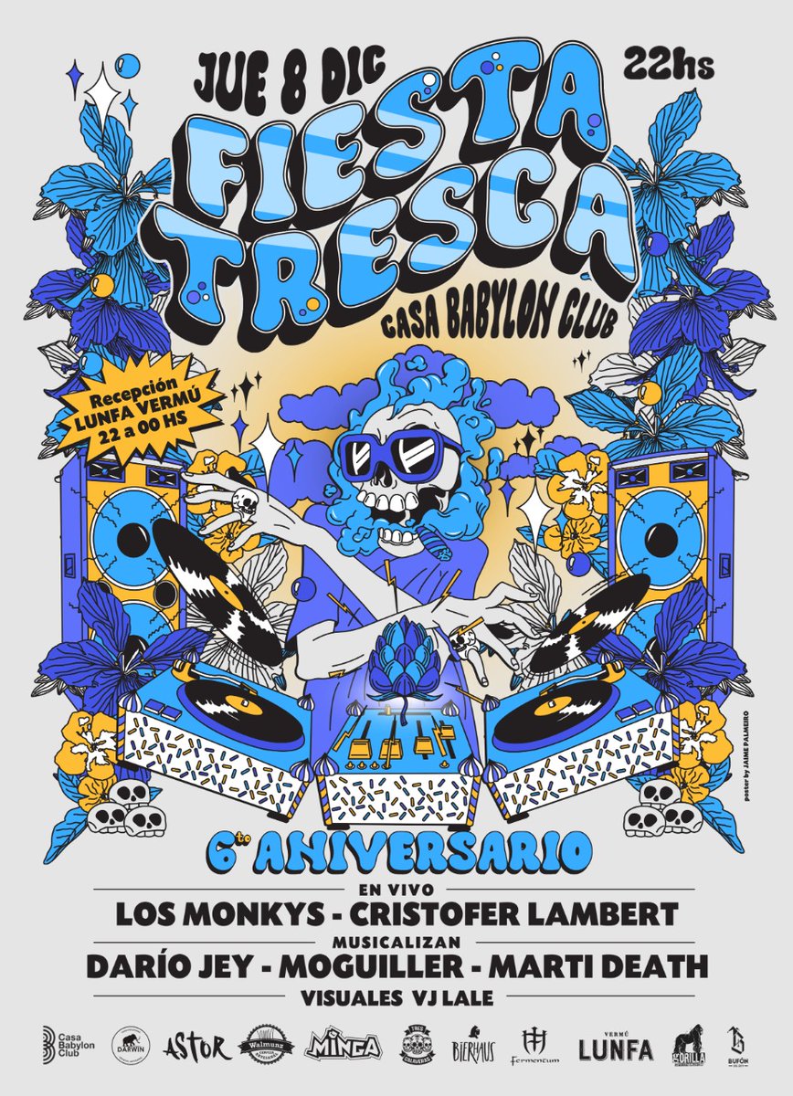 Monada les contamos que hoy vamos a estar tocando en el aniversario Tres Calaveras!
🐒🐒🐒🐒