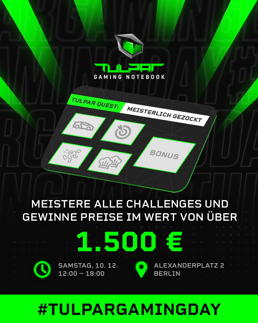 tulparnotebook's tweet photo. 🌟Tulpar Quest - Meisterlich gezockt🌟
Auch beim #TULPARGAMINGDAY am Samstag schicken wir euch wieder auf unsere Quest, bei der ihr euer Können in vier Spielen beweisen müsst!
🎁 über 1500€ an Preisen
📅 ab 10.12., 12 Uhr
📍 Tulpar Experience Store Berlin
#tulparnotebook https://t.co/JTQVNYWuhW