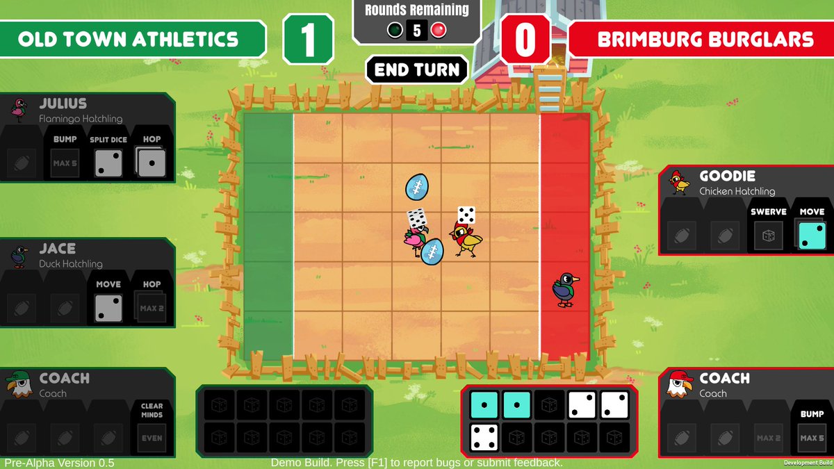 Hey #PitchYaGame 

I'm making Dicey Birdball - a strategy sports game where you manage a team of cute little birds playing football
🦅🦆🐔🦩🐧🏈
A demo is available on Steam for #TurnBasedFest and I'd love to get your feedback via the handy in-game form 

store.steampowered.com/app/2174850/Di…