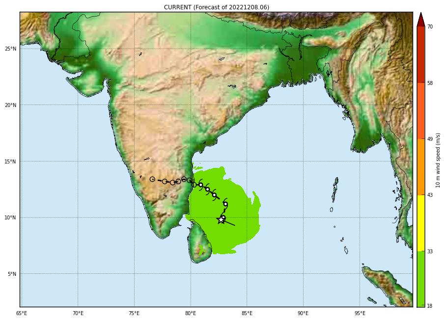 BHASKARANSHIVAR's tweet photo. #NorthEastMonsoon #NEM22 #Chennairains #CycloneMandous #TamilNadu Likely to cross NTN- TN-Puduchey- SHAR around Mahabalipuram with a max sustained wind speed of 65-75 KMPH gusting 85 KMPH around night on 09 TH DEC.22.-Source :gdacs . Predicting huge rain fall. Stay safe https://t.co/Cz6HeIQuMa