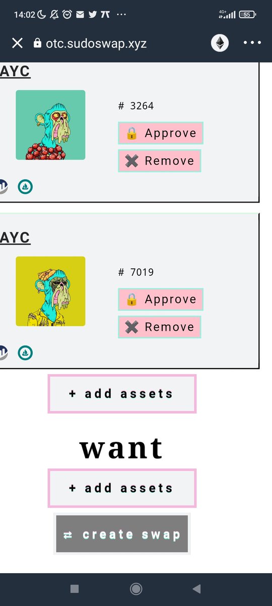 Apestaker's tweet image. Trying to make a sudoswap trade with @PVKVIR and so far we've encountered alot of difficulties.
We already revoked all permissions on etherscan so we are confused.
Any help?
