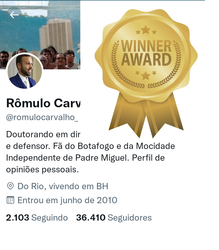 JuristtAwards's tweet photo. O MELHOR DEFENSOR PÚBLICO DO JURISTT é o @romulocarvalho_ que não teve nenhuma misericórdia das colegas defensoras e liderou a votação de ponta a ponta com 48,2% dos votos! 🎊🍾🏆🥇🎉 https://t.co/AimMN4XuyV