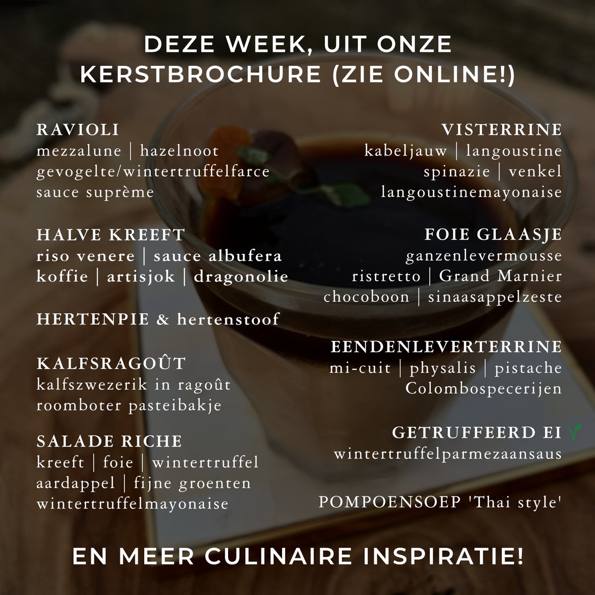 arno_veenhof's tweet photo. Van chef Florian, vandaag t/m zaterdag op ons menu! 🛒 https://t.co/dEU1lkUFPi 
#vandaag #menu #weekend #inspiratie #vandechef #eetsmakelijk #voorproeven #kerstdiner #christmasdinner #lekkereten #slagerspassie #slagerij #traiteuramsterdam #boodschappen #deli #amuse #gerecht https://t.co/UwrZePPDao