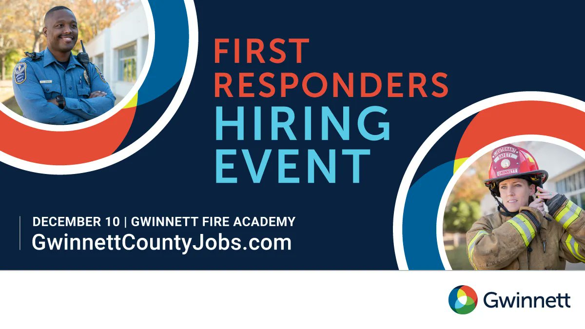 GwinnettPd's tweet photo. Are you ready to thrive in a career in law enforcement?

Join us Saturday, December 10 from 8:00am to 4:00pm at the Gwinnett County Fire Academy, located at 3608 Braselton Highway in Dacula for the First Responders hiring event. 

Learn more by visiting https://t.co/bnyhmDq4CA. https://t.co/s38zj4672X