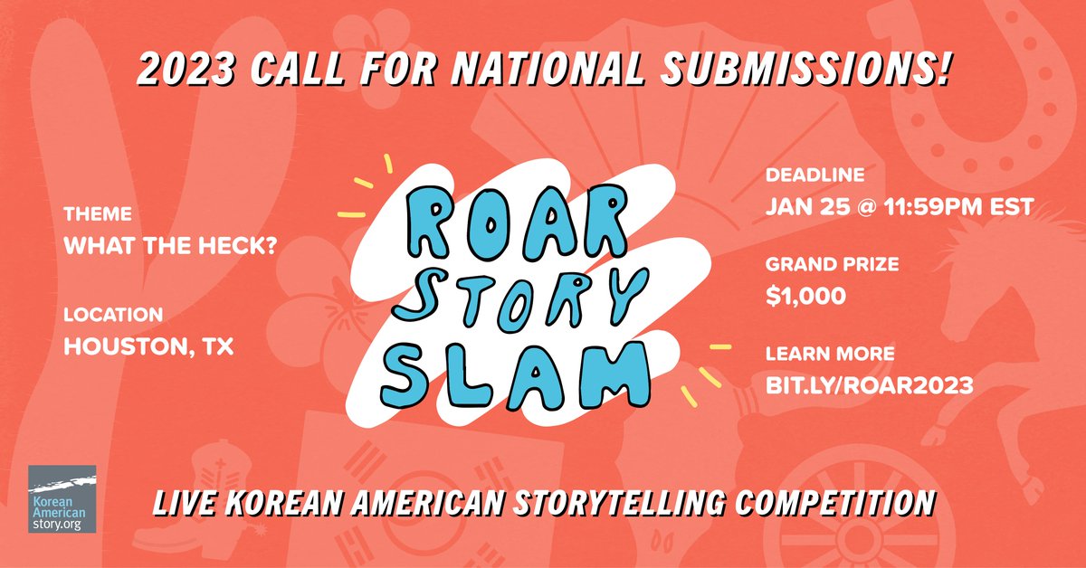 📌CALL FOR NATIONAL SUBMISSIONS!📌
ROAR Story Slam will be in #Houston for the first time 🔥 Submit a video along with a written version for a chance at a cash prize of up of $1,000.

Learn More: bit.ly/roar2023
