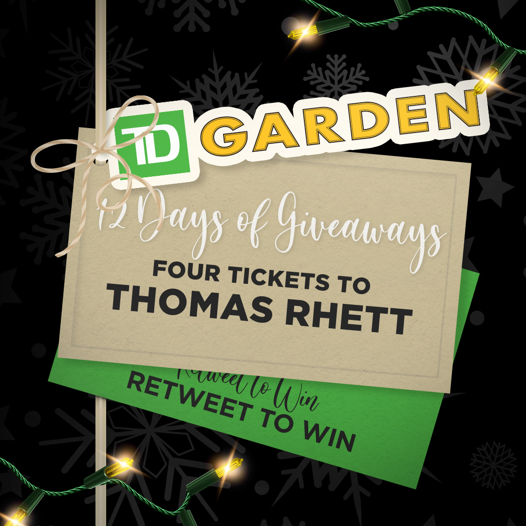 tdgarden's tweet image. It's Day 8⃣, and we're giving away FOUR tickets to @ThomasRhett at TD Garden on July 8! Retweet now for a chance to win! Rules: bit.ly/3UHP3lZ

#12DaysOfGiveawaysTDG x #HomeTeamTour