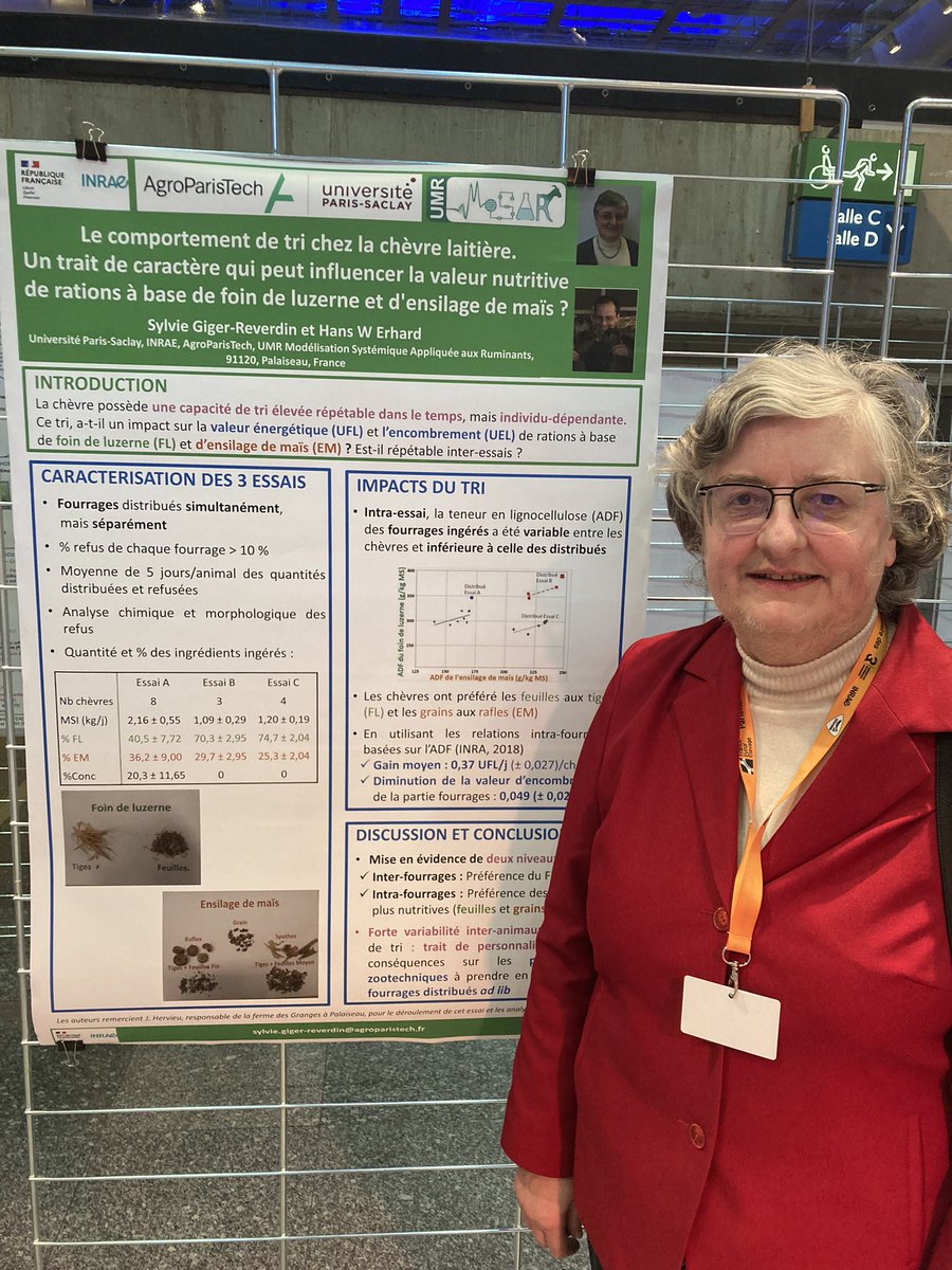 Sylvie Giger-Reverdin, fidèle aux <a href="/3R_congres/">Rencontres Recherches Ruminants</a> a présenté avec Hans Erhard un poster sur l’influence du tri sur la valeur nutritive de ration chez la chèvre laitière 👏<a href="/mosar_team/">MoSAR: Systemic modeling applied to ruminants</a>