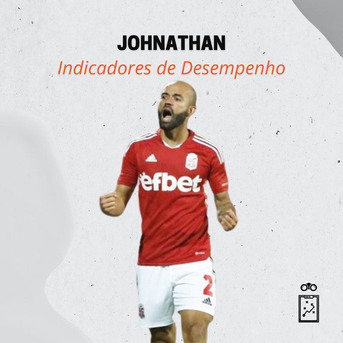 Johnathan é um lateral direito brasileiro que defende a equipe do CSKA 1948, da primeira divisão da Bulgária. O atleta apresenta indicadores interessantes, principalmente nos momentos com bola da equipe: