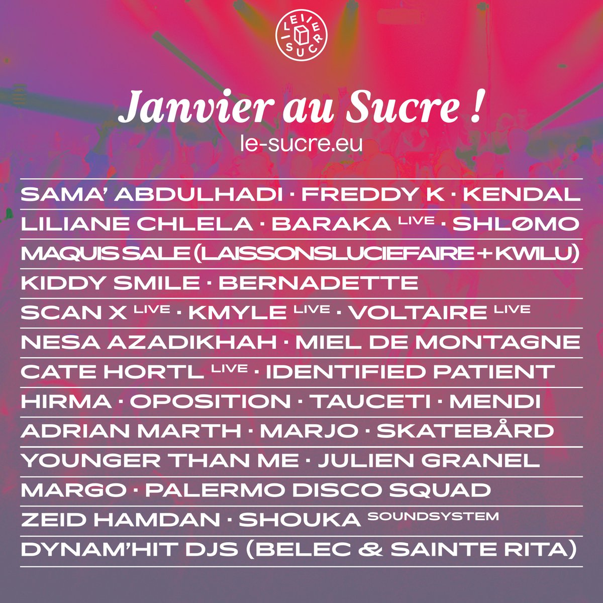 2023 𝙣𝙤𝙪𝙨 𝙫𝙤𝙞𝙡𝙖̀ ! 🏃🏽💥
🌐 Toutes les infos ici : le-sucre.eu/agenda/
🎟 Tickets : shotgun.live/fr/venues/le-s…