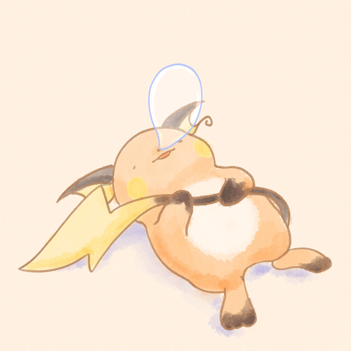 no humans pokemon (creature) solo sleeping nose bubble lying on back  illustration images