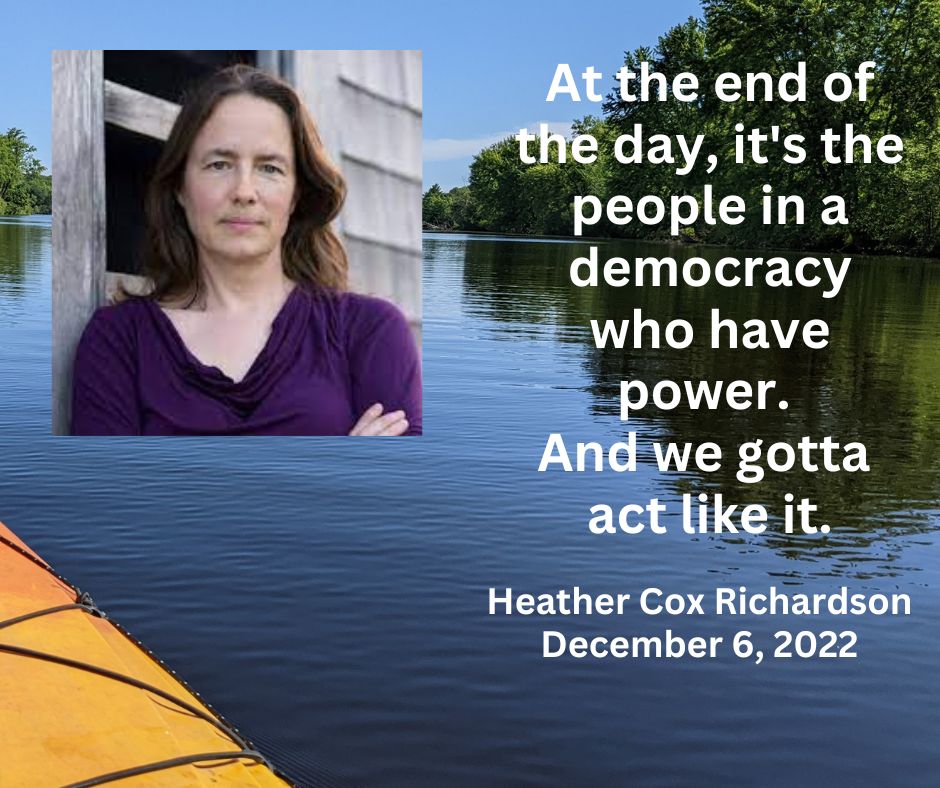 LauraGVoter's tweet photo. Finally memed a quote by one of my favorite historians, @HC_Richardson. I don't know whom to credit for her photo. The river photo is mine. https://t.co/smva1MgFGS
