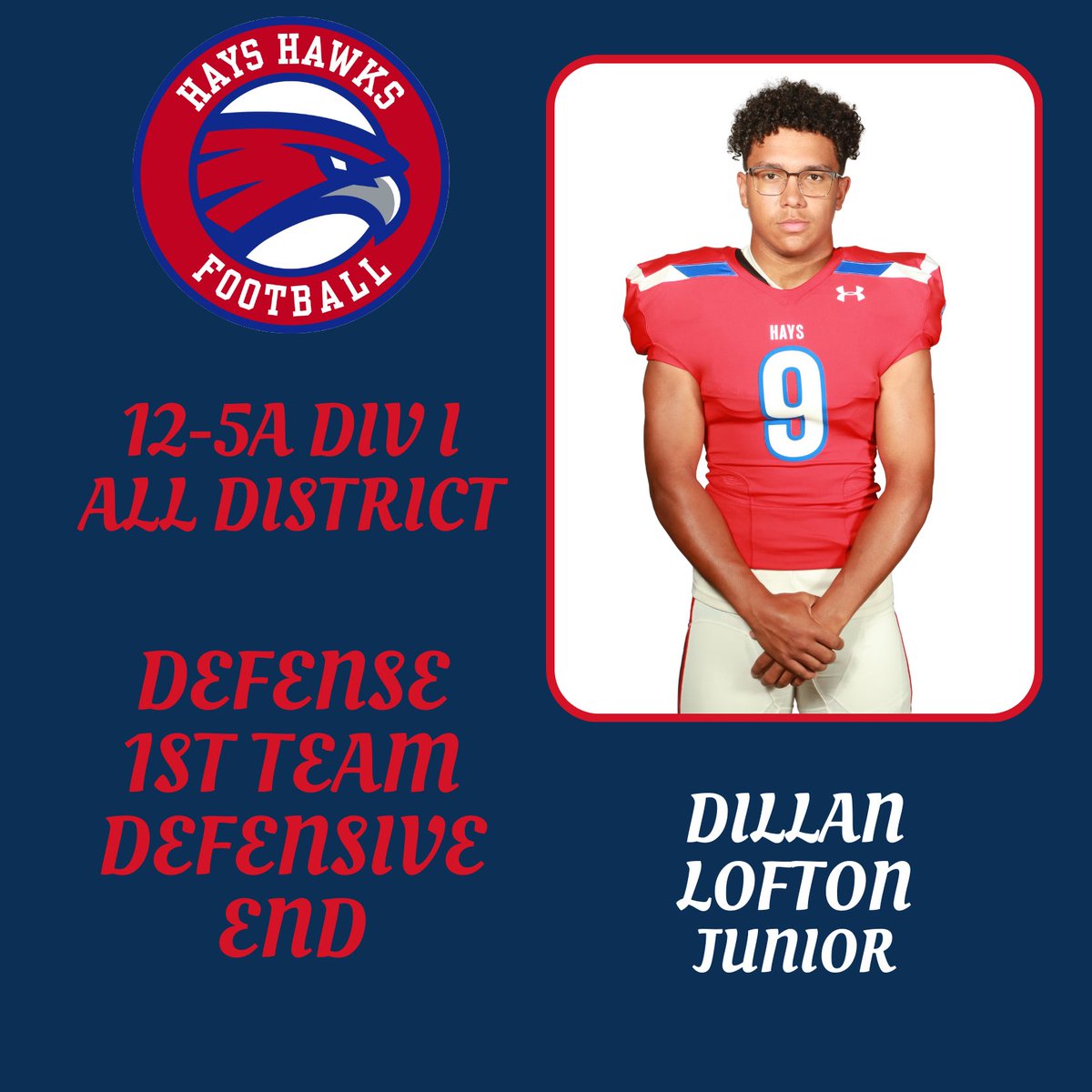 GOHAYSHAWKS's tweet photo. Congratulations Hawks on earning All District Honors! Great job! @hayshawksfb @Hays_Hawks https://t.co/yFGKYDbphZ