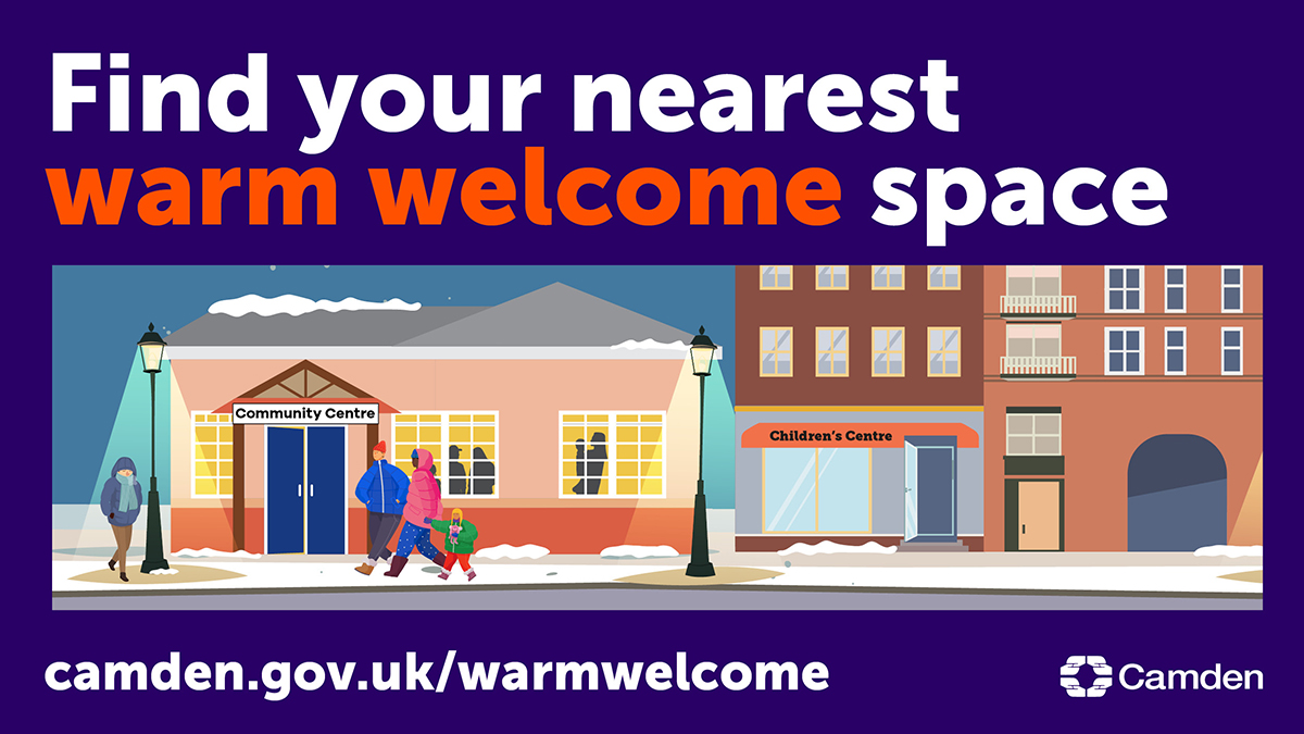 Thank you to organisations in Camden that are providing #CamdenWarmWelcome spaces this winter, including @shakonline @SomersTownCA @ThirdAgeProject @BritishSomaliCo @LDNIrishCentre @KentishTownCC @QCCA_ltd @HCANews @BWA_Camden ❤️ 📍Find your nearest: camden.gov.uk/warmwelcome