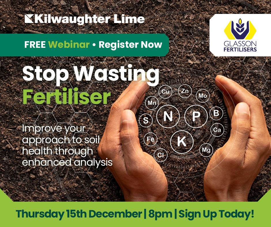 Join the industry experts for a unique opportunity to explore the role that detailed scientific analysis can play in your fertiliser recovery plan.
Register - kilwaughterlime.co/3ViNxrv
#soilhealth #fertiliserefficiency #webinar