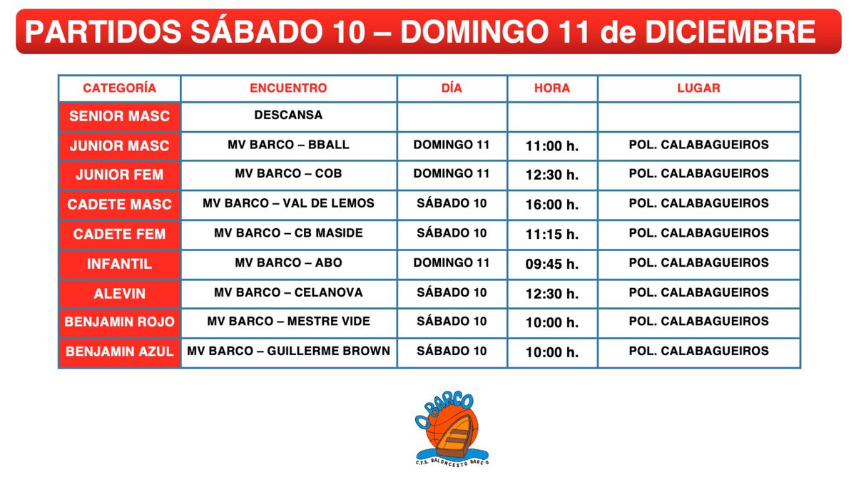 Este fin de semana… ¡JUGAMOS EN CASA!
Pásate a animar a nuestros equipos.
📍POL.CALABAGUEIROS
#MVB
