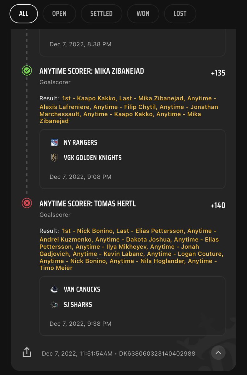 So close to a nice parley last night! If only <a href="/TomasHertl48/">Tomáš Hertl</a> could have buried one of his 7 shots my $0.10 bet would have paid me $21!!! <a href="/SanJoseSharks/">San Jose Sharks</a> <a href="/DKSportsbook/">DraftKings Sportsbook</a> #sodarnclose <a href="/Canucks/">Vancouver Canucks</a> <a href="/pastrnak96/">davidpastrnak</a> <a href="/KaprizovKirill/">Kirill Kaprizov</a> <a href="/MikaZibanejad/">Mika Zibanejad</a> <a href="/PatrikLaine29/">Patrik Laine</a>