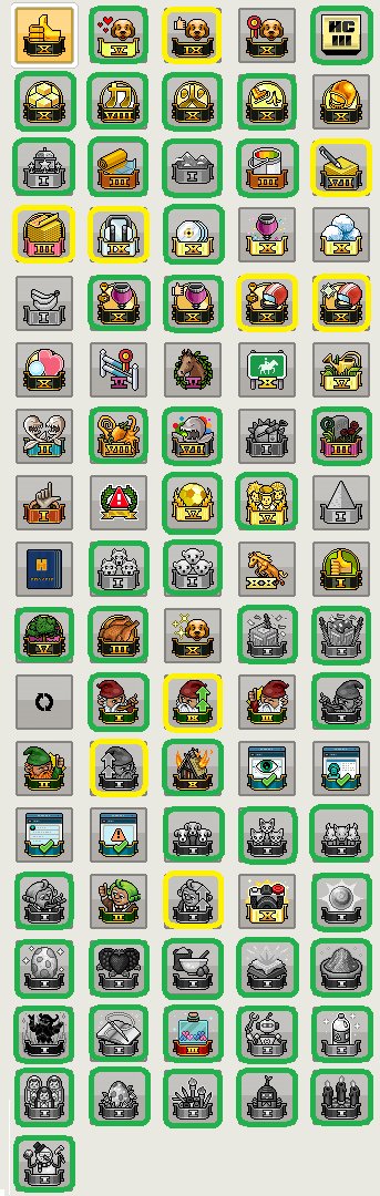Alright then, let's follow <a href="/Habbo/">Habbo</a> rules to re-implement archived achievements: "Only achievements that work both in Unity and Flash.". All green achievements are 100% possible, while yellow ones are possible, with a BUT in between. Lemme explain:

#Habbo

🧵1/9