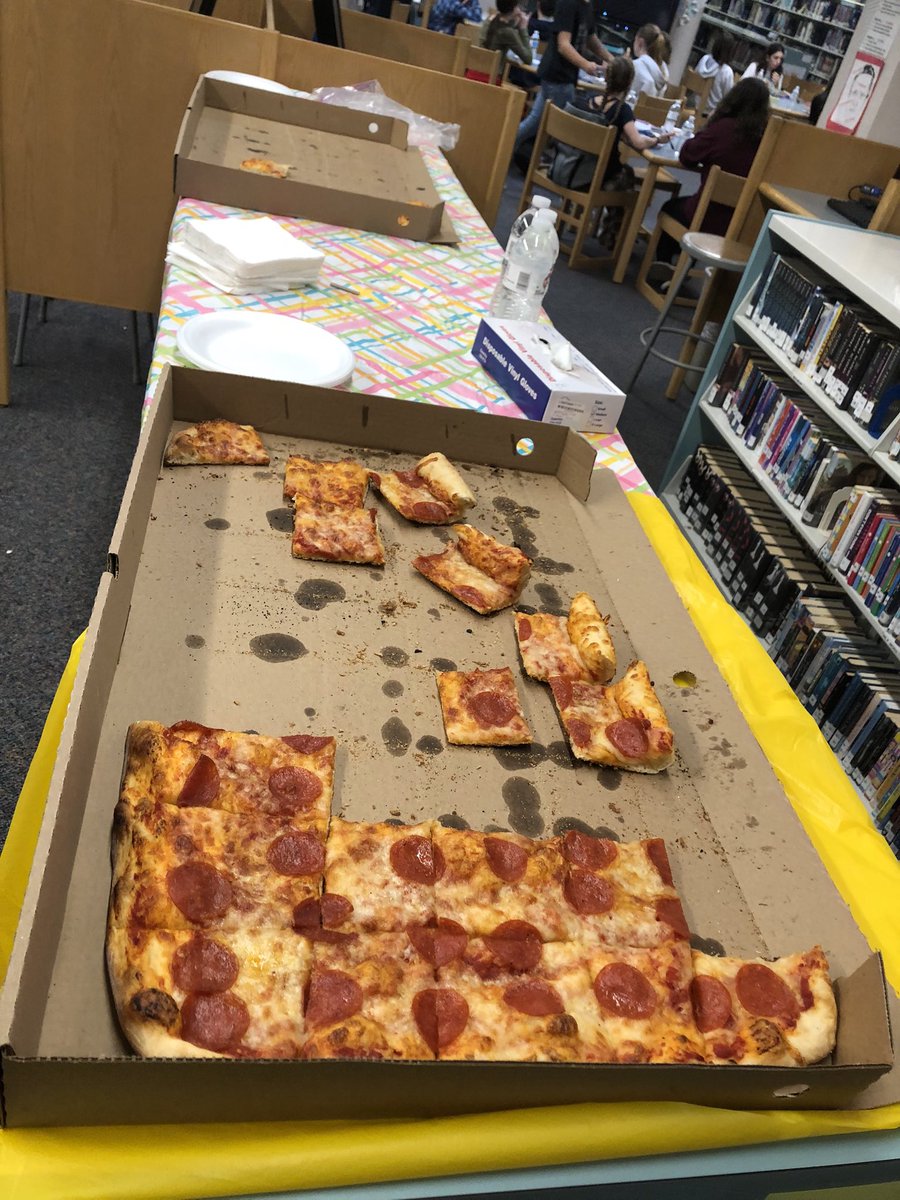 27 students came out for the Battle of the Books pizza party. No, there was no leftover pizza! Thank you SMS PTO and everyone in attendance. @SMS_CT