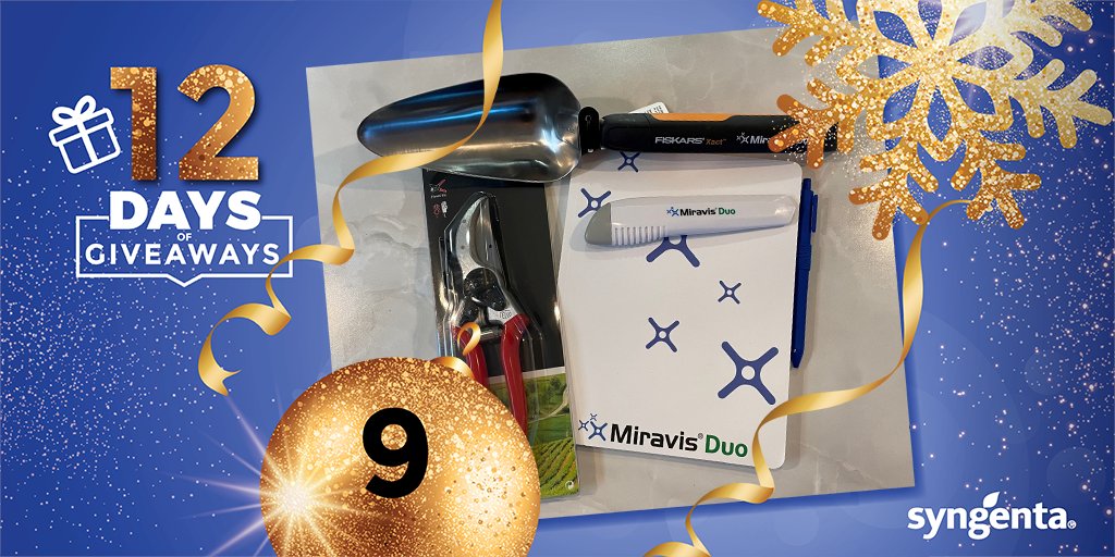 Syngenta Canada (@syngentacanada) on Twitter photo Happy day 9 of our #12DaysofGiveaways! Today you have the chance to #Win 1 of 10 Miravis® Duo gardening sets! To enter, you must follow <a href="/syngentacanada/">Syngenta Canada</a> on Twitter and re-tweet this post! Winners will be announced on December 14th! bit.ly/3VsbAUz Happy day 9 of our #12DaysofGiveaways! Today you have the chance to #Win 1 of 10 Miravis® Duo gardening sets! To enter, you must follow <a href="/syngentacanada/">Syngenta Canada</a> on Twitter and re-tweet this post! Winners will be announced on December 14th! bit.ly/3VsbAUz