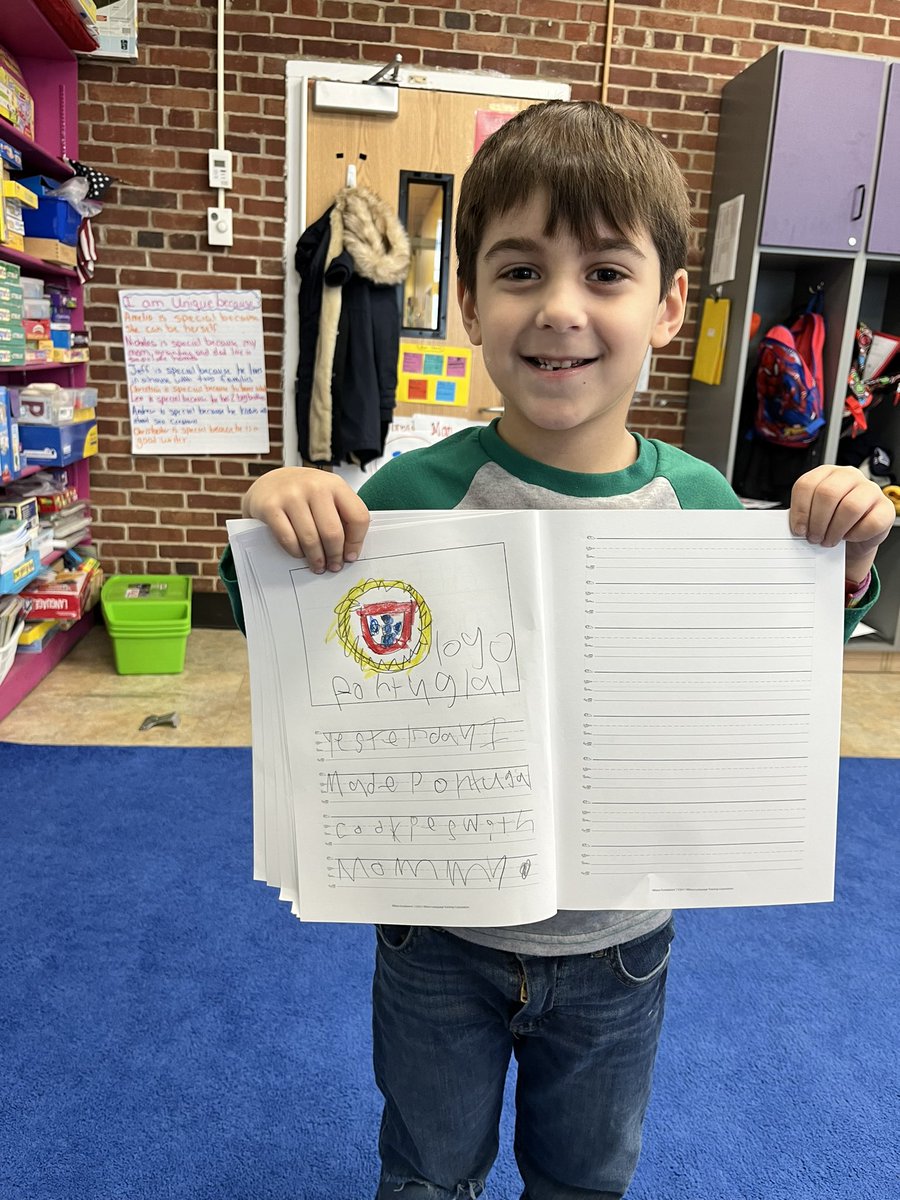 This learner is feeling #mineolaproud of his morning journal writing! Love that drawing of the Portuguese flag too! Way to go! 🇵🇹 <a href="/Hampton_Street/">Hampton Street</a> <a href="/MineolaUFSD/">Mineola UFSD</a>
