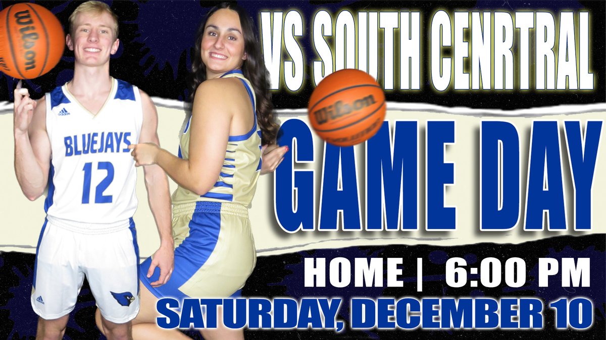 BIG day of basketball! Both JV teams will tipoff at South Central starting at 10 AM CST for the girls with boys to follow.

The two Varsity teams will play later in the evening at home against South Central with Lady Jays competing at 6 PM CST and the Bluejays to follow!