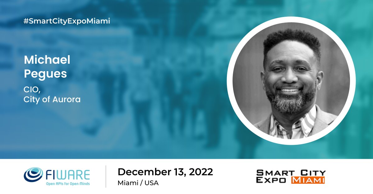 FIWARE's tweet photo. Meet the next FIWARE speaker of the panel discussion at at @SmartCityMIA "Making cities resilient and sustainable with open-source solutions" - @MichaelPegues, CIO for the City of Aurora!
#SCEM22 #SmartCityExpoMiami #SmartCityMiami https://t.co/DnTZftOXrv