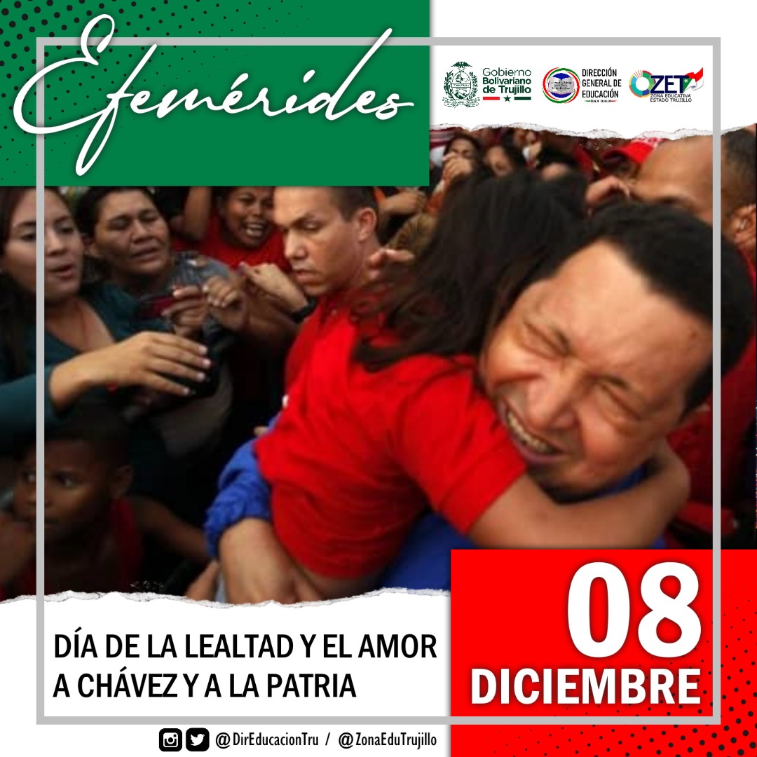 notieducatetru's tweet photo. #8Dic Es una fecha imborrable en nuestras vidas y la conmemoramos con un pueblo, de pie, victorioso y leal a los principios bolivarianos de construcción de la Patria socialista, el camino trazado por nuestro Comandante Hugo Chávez. 
@gerardomarquez4fpsuv
@_LaAvanzadora https://t.co/QoE53JeHLD