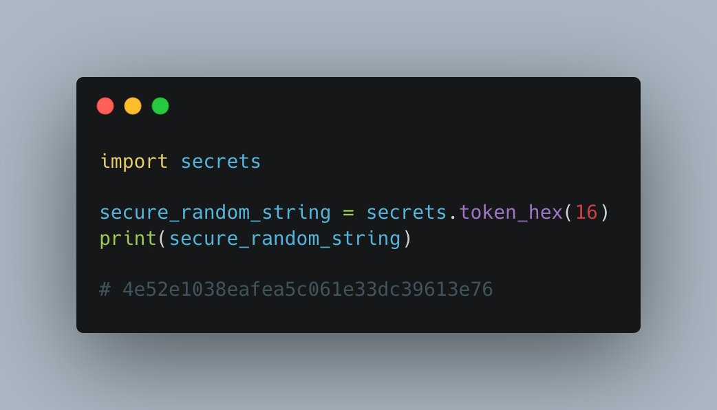 Did you know that Python has a built-in module called "secrets" for generating secure random numbers and tokens? 

Check it out: daiangan.hashnode.dev/python-secrets…

#python #cryptography #tokens #secretsmodule #randomnumbers