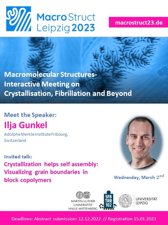 MacroStructLeipzig2023 (@structmacro) on Twitter photo Ilja Gunkel, from Adolphe Merkle Institute Fribourg, will give a talk on visualizing grain boundaries in block copolymers at MacroStruct23. More info: macrostruct23.de/invited-talks/… Welcome to join! Still open for registration and abstracts⏳! <a href="/iljagunkel/">Ilja Gunkel</a> <a href="/MerkleInstitute/">AMI</a> <a href="/unifr/">Uni Fribourg</a> Ilja Gunkel, from Adolphe Merkle Institute Fribourg, will give a talk on visualizing grain boundaries in block copolymers at MacroStruct23. More info: macrostruct23.de/invited-talks/… Welcome to join! Still open for registration and abstracts⏳! <a href="/iljagunkel/">Ilja Gunkel</a> <a href="/MerkleInstitute/">AMI</a> <a href="/unifr/">Uni Fribourg</a>