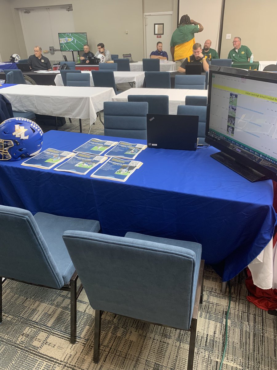 CoachMata's tweet photo. Day 1 of the SC recruiting fair! #beattheportal @hastings_coach @Indian_Land_FB @ILHS_Sports #warriorway #ILfootball https://t.co/vDqCmQytKF