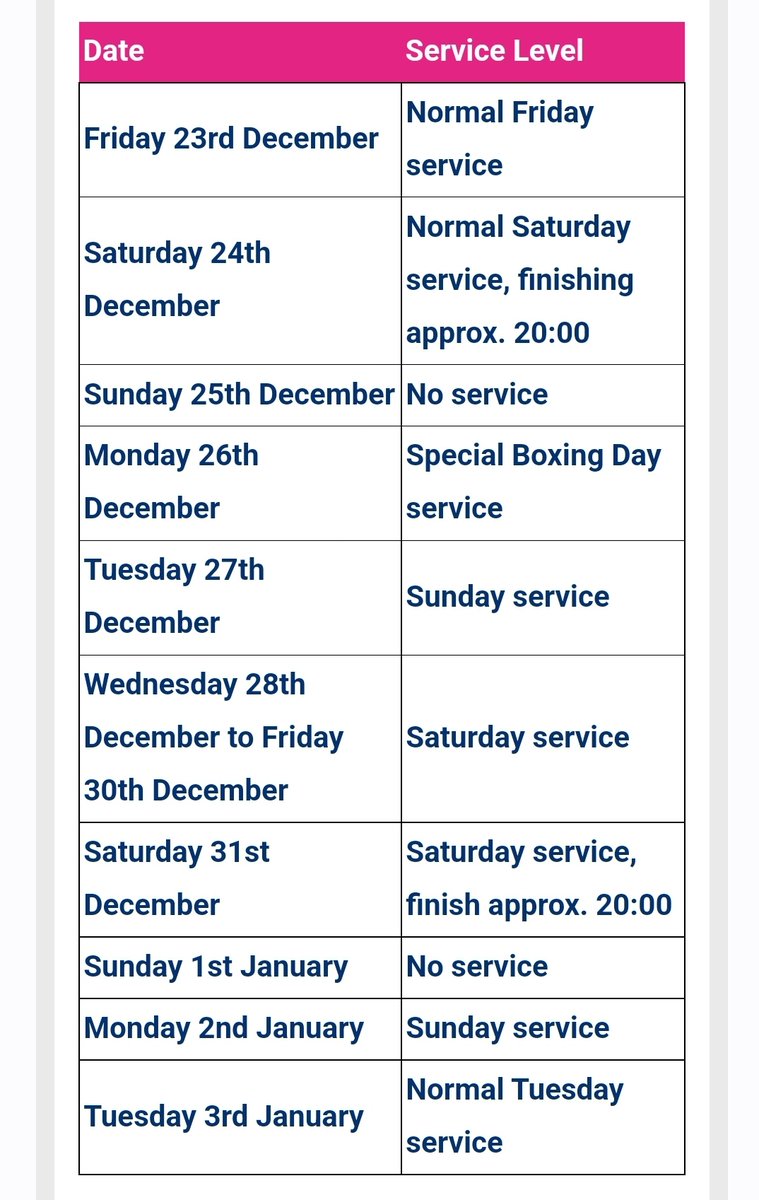 HuddersfieldB's tweet photo. First bus service over the Christmas period emailed to me today. See below and any further details can be got from their website on...
https://t.co/5vVYWzjW60 https://t.co/slGwxA9dCT