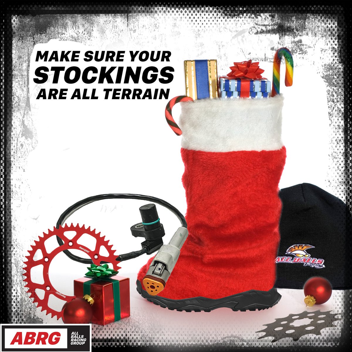 Whether it's speed sensors, sprockets, racing lights, bearings, axles, pistons, or winches. All Balls Racing Group has everything a rider wants
this holiday season.
allballsracinggroup.com
#StockingStuffers #ABRG #Christmas #Hanukkah #Holidays #Gifts #Kwanzaa