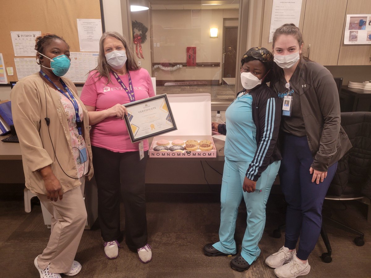 Eventidesharily's tweet photo. 2 West staff are enjoying @CrumblCookies after winning the November Call Light Challenge! Congratulations Team! #TeamEventide https://t.co/BWQN1EzZWz